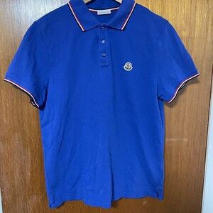 Moncler Royal Blue Polo Shirt with Red Accents